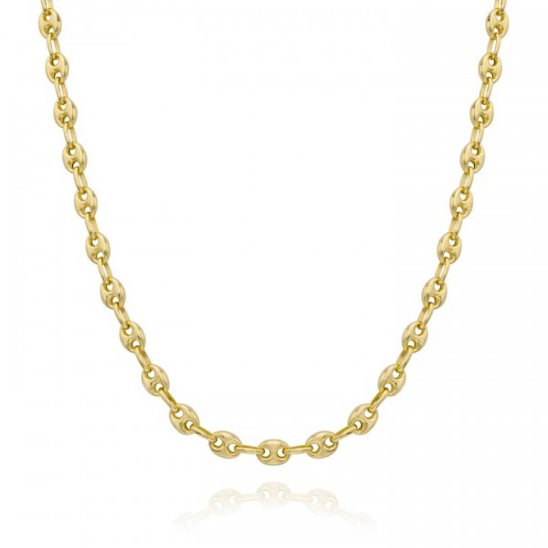 GOLD VERMEIL COFFEE BEAN FLAT LINK NECLACE