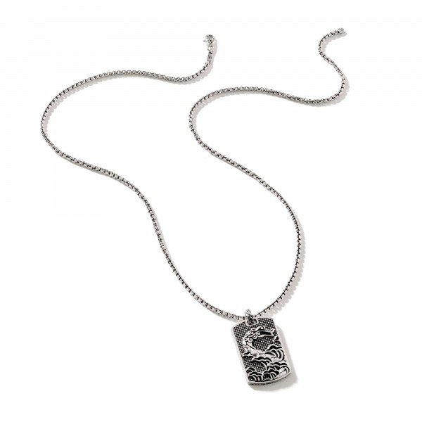 JOHN HARDY MEN'S NAGA DOGTAG PENDANT NECKLACE