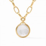 JULIE VOS GOLD PLATED  SOLARA STATEMENT NECKLACE WITH  AN IRIDESCENT CLEAR CRYSTAL