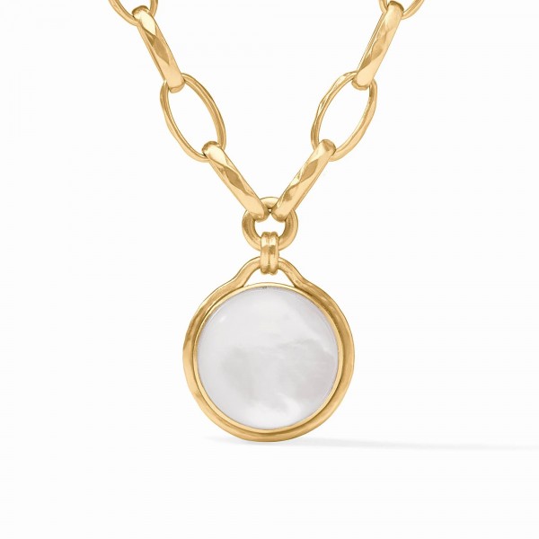 JULIE VOS GOLD PLATED  SOLARA STATEMENT NECKLACE WITH  AN IRIDESCENT CLEAR CRYSTAL