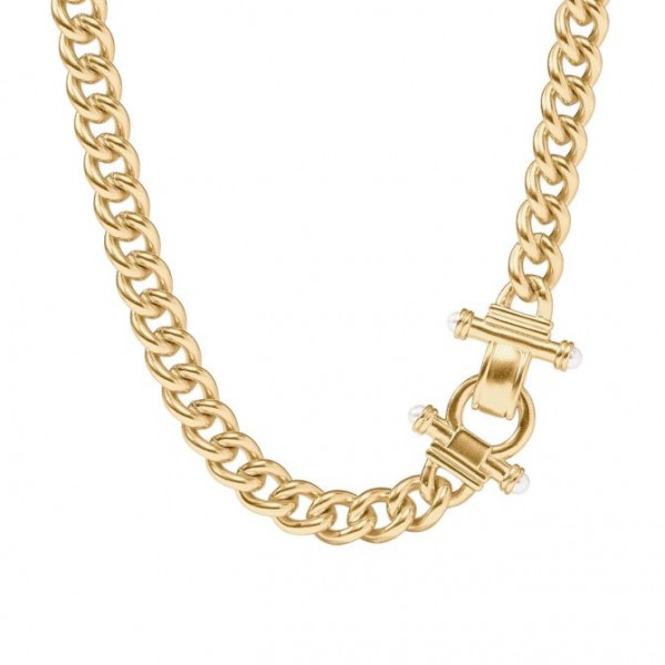 JULIE VOS GOLD PLATE DOLCE DEMI LINK NECKLACE WITH PEARL