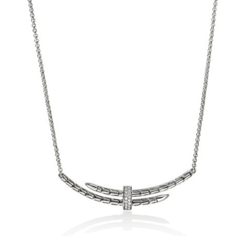 JOHN HARDY STERLING SILVER DIAMOND SPEAR STATION NECLACE