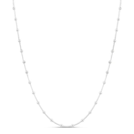 STERLING SILVER BEAD STATION NECKLACE