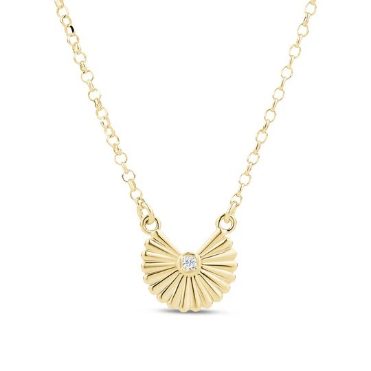 GOLD PLATED GROOVED FAN NECKLACE
