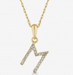 14K YELLOW GOLD DIAMOND M INITIAL PENDANT