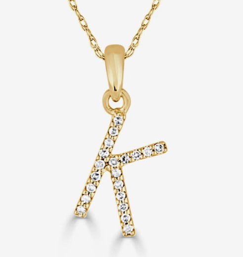14K YELLOW GOLD DIAMOND K INITIAL PENDANT