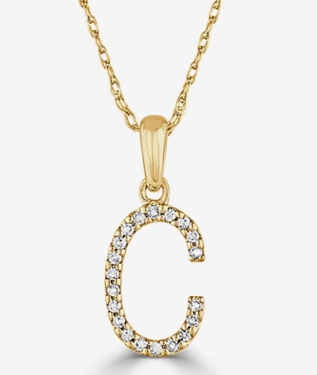 14K YELLOW GOLD DIAMOND C INITIAL PENDANT