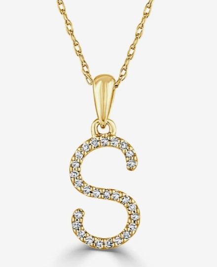 14K YELLOW GOLD DIAMOND S INITIAL PENDANT