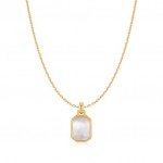 STERLING SILVER GOLD PLATED SQUARE MOTHER OF PEARL NECKLACE