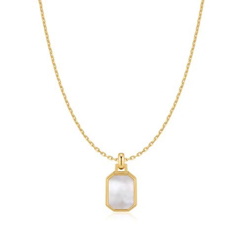 STERLING SILVER GOLD PLATED SQUARE MOTHER OF PEARL NECKLACE