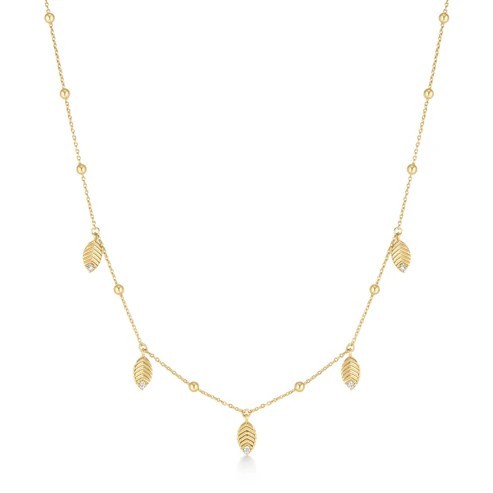 STERLING SILVER GOLD PLATED GOLD LEAF STATION NECKLACE