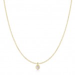STERLING SILVER GOLD PLATED CLASSIC BEZEL SET SOLITAIRE NECKLACE