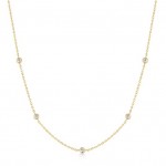 STERLING SILVER GOLD PLATED CLASSIC BEZEL SET STATION NECKLACE
