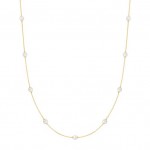 STERLING SILVER GOLD PLATED SHELL PEARL STATION CHAIN NECKLACE