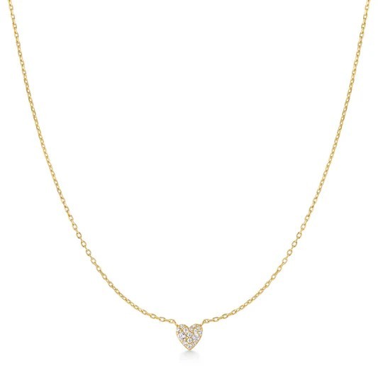 STERLING SILVER GOLD PLATED PAVE HEART NECKLACE