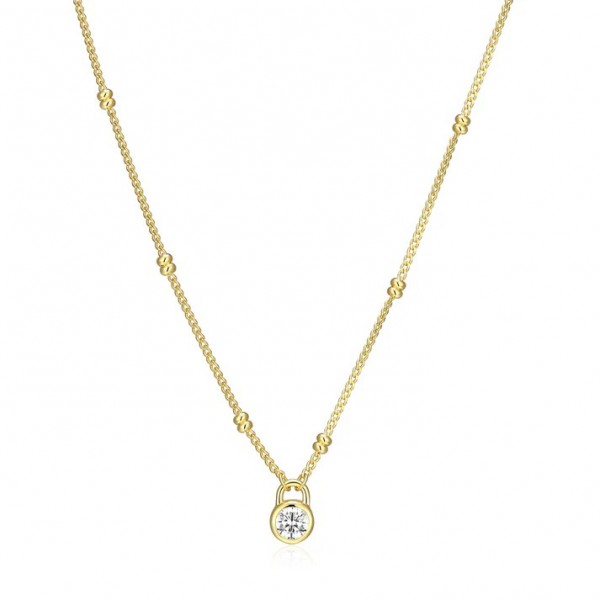 STERLING SILVER & GOLD PLATED LAB GROWN DIAMOND ADACUS BEAD CHAIN NECKLACE