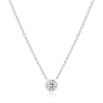 STERLING SILVER 6MM CZ BEZEL DROP PENDANT