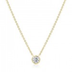 STERLING SILVER GOLD PLATED BEZEL SET CZ PENDANT