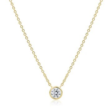 STERLING SILVER GOLD PLATED BEZEL SET CZ PENDANT