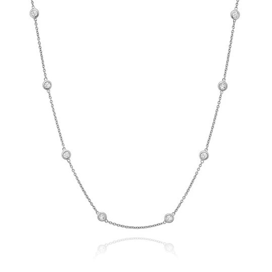STERLING SILVER CZ STATION NECKLACE
