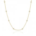 STERLING SILVER GOLD PLATED CZ STATION NECKLACE