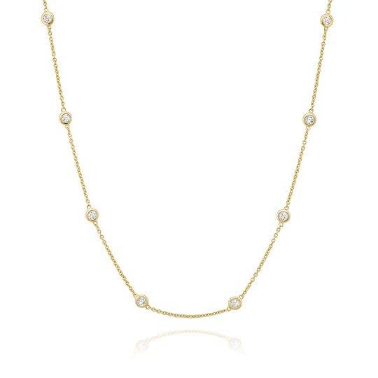 STERLING SILVER GOLD PLATED CZ STATION NECKLACE