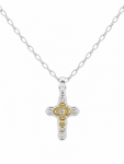 STERLING SILVER & 14K YELLOW GOLD CROSS PENDANT