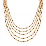 18K GOLD PLATED DEVITRA BURGANDY MULTI STRAND NECKLACE