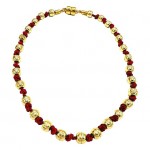 18K GOLD PLATED RED SARALEE SILK KNOTTED NECKLACE