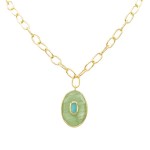 24K GOLD PLATE CLARISSA STATEMENT PENDANT WITH GREEN AMETHYST & BLUE TOPAZ