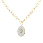 24K GOLD PLATE CLARISSA MOTHER OF PEARL & TAZANITE STATEMENT PENDANT