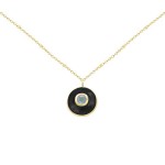 24K GOLD PLATE KARINA BLACK ONYX & TANZANITE DELICATE NECKLACE