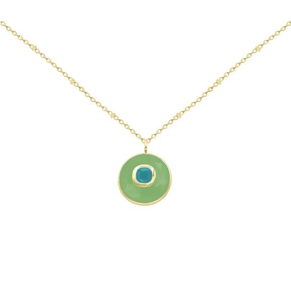 24K GOLD PLATED GREEN AMETHYST PENDANT