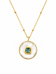 24K GOLD PLATED MOTHER OF PEARL & GREEN AMETHYST PENDANT