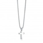 STAINLESS STEEL  REVERSIBLE BRUSHED & POLISHED CROSS NECKLACE