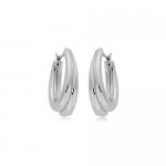 Sterling Silver Medium Ribbed Hoop Earrings