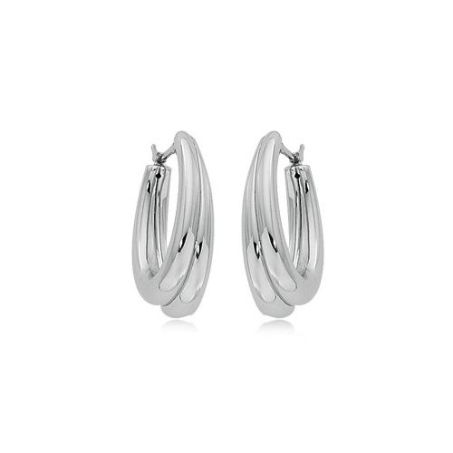 Sterling Silver Medium Ribbed Hoop Earrings