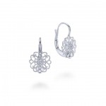 STERLING SILVER WHITE SAPPHIRE VINTAGE FILIGREE OPEN DROP EARRINGS