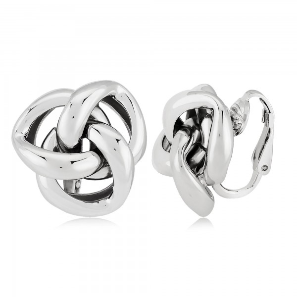 Sterling Silver Triple Knot Non-Pierced Earrings