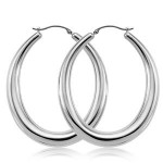 STERLING SILVER LARGE OVAL HOOP EARRINGS