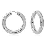 Sterling Silver Medium 6X30Mm Donut Hoop Earrings