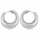 Sterling Silver Tapered Puff Oval Hoop Earrings