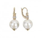 ALWAND VAHAN 14K YELLOW GOLD PEARL AND DIAMOND EARRINGS .05CTW