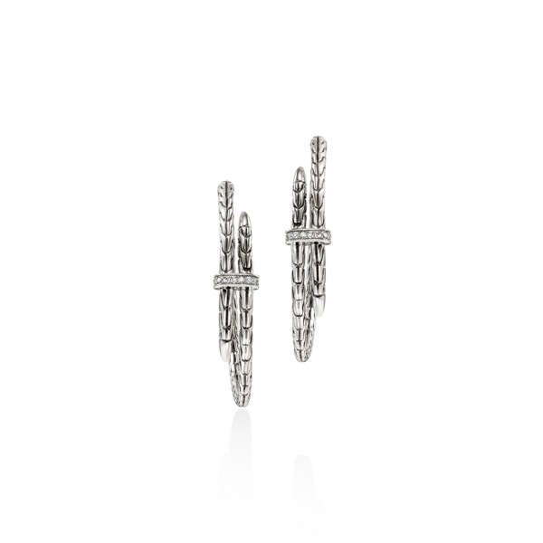 JOHN HARDY STERLING SILVER SPEAR DIAMOND PAVE EARRINGS