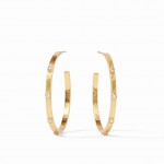 JULIE VOS CRESCENT HOOP GOLD PLATED EARRINGS WITH CZS