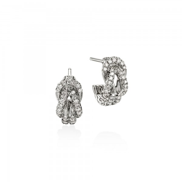 JOHN HARDY STERLING SILVER DIAMOND LOVE KNOT EARRINGS .38CTW