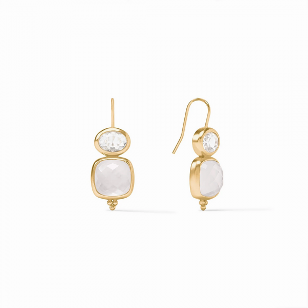 JULIE VOS GOLD PLATED KALEIDOSCOPE IRIDESCENT CLEAR CRYSTAL EARRINGS