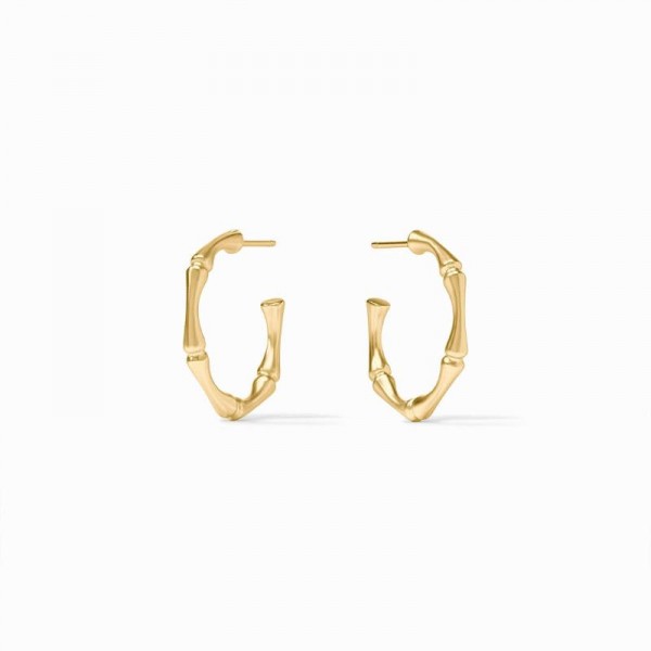 JULIE VOS GOLD PLATED BAMBOO HOOP EARRINGS