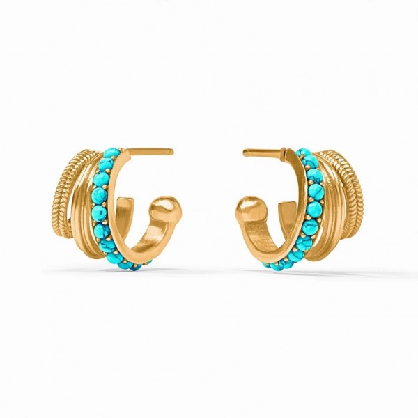 JULIE VOS GOLD PLATED HYDRA TRIPLE HOOP EARRINGS