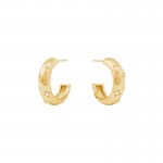 JULIE VOS LUNA STONE HOOP CZ EARRINGS